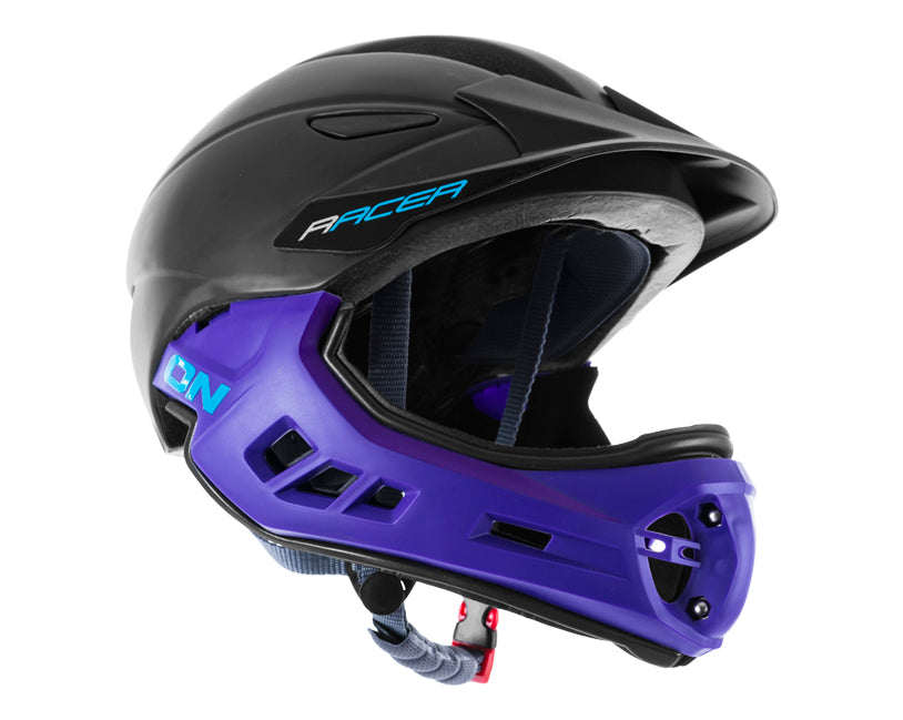 Casco Bmx Bicicross Niño Ontrail Racer Full Face Negro Morado