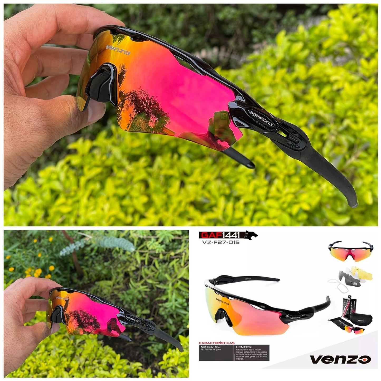 Gafas Venzo Ciclismo Running Lentes Intercambiables