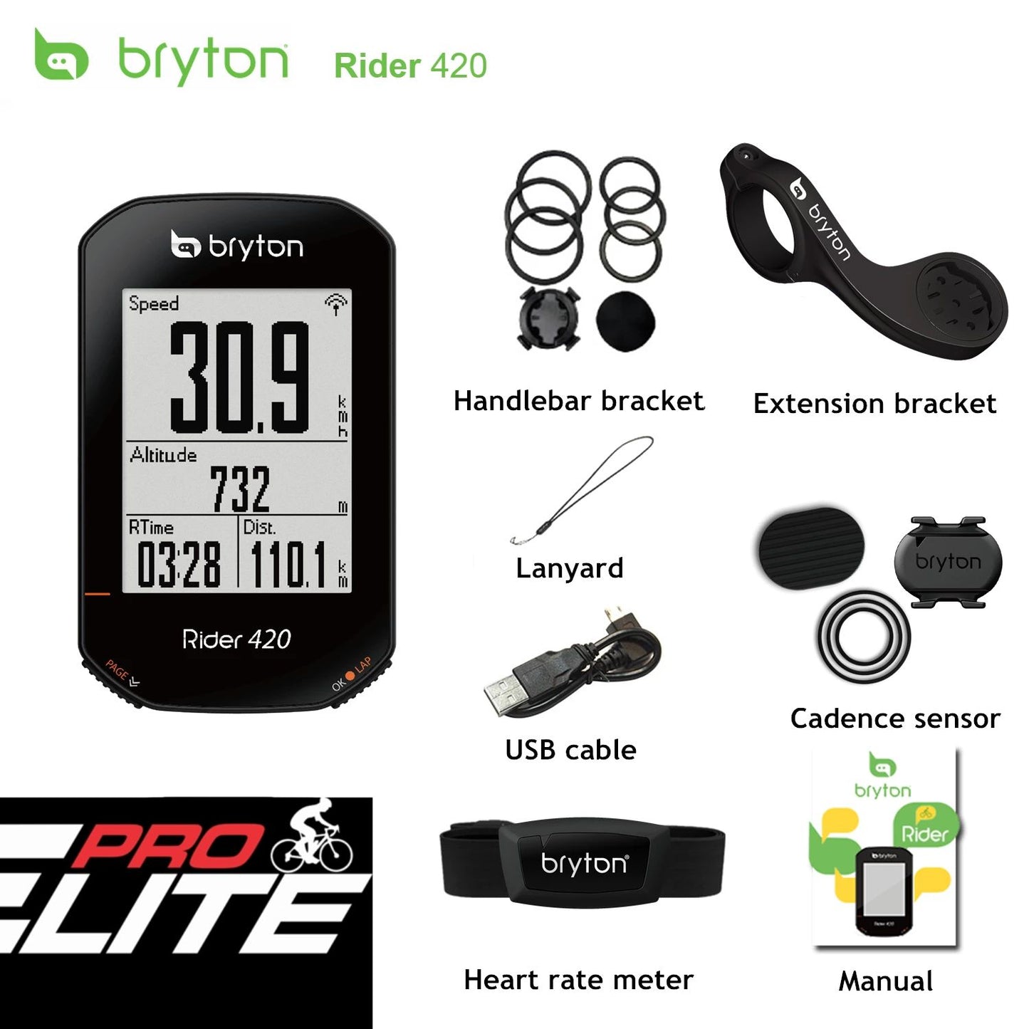 CICLOCOMPUTADOR BRYTON RIDER 420 + accesorios