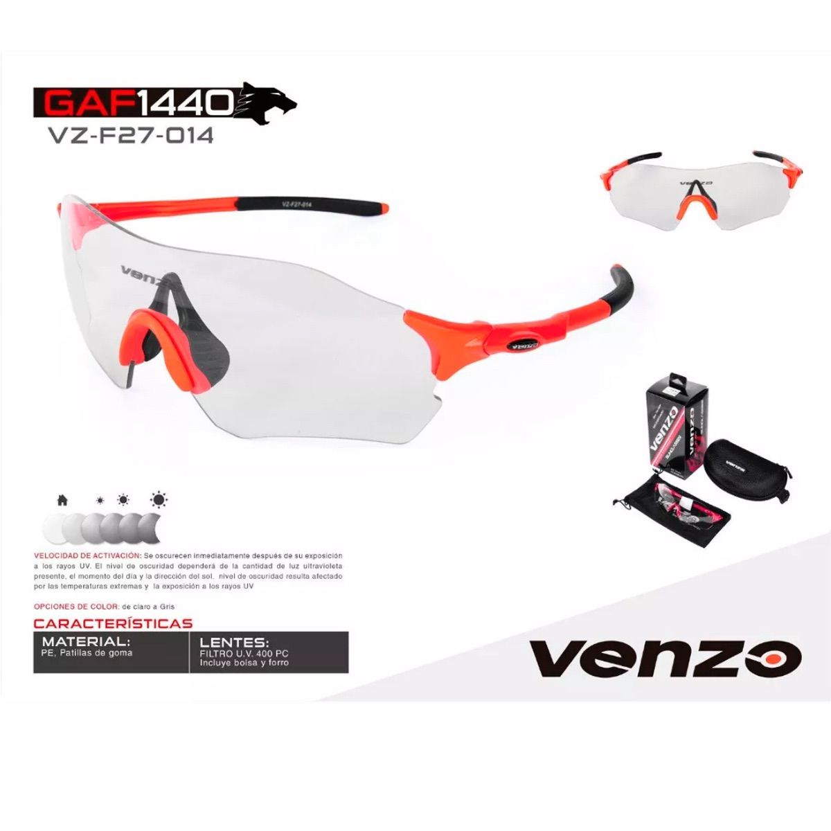 Gafas Venzo Fotocromáticas Transition Ciclismo Running